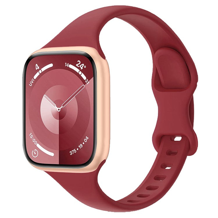 For Apple Watch Series 10 42mm / 9 8 7 41mm / SE (2023) SE (2022) SE 6 5 4 40mm / 3 2 1 38mm Watch Band Silicone Strap - Wine Red