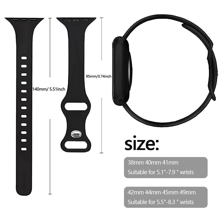 For Apple Watch Series 10 42mm / 9 8 7 41mm / SE (2023) SE (2022) SE 6 5 4 40mm / 3 2 1 38mm Watch Band Silicone Strap - Dark Purple