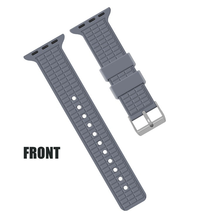 For Apple Watch Series 10 42mm / 9 8 7 41mm / SE (2023) SE (2022) SE 6 5 4 40mm / 3 2 1 38mm Strap Grid Pattern Silicone Watch Band - Teal Green