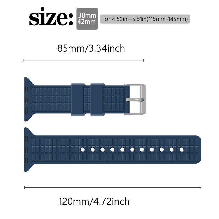 For Apple Watch Series 10 42mm / 9 8 7 41mm / SE (2023) SE (2022) SE 6 5 4 40mm / 3 2 1 38mm Strap Grid Pattern Silicone Watch Band - Teal Green