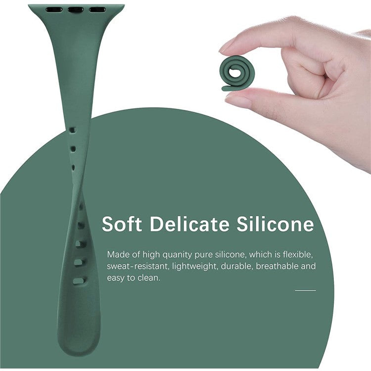 For Apple Watch Series 10 42mm / 9 8 7 41mm / SE (2023) SE (2022) SE 6 5 4 40mm / 3 2 1 38mm Band Soft Silicone Watch Strap - Coral Red