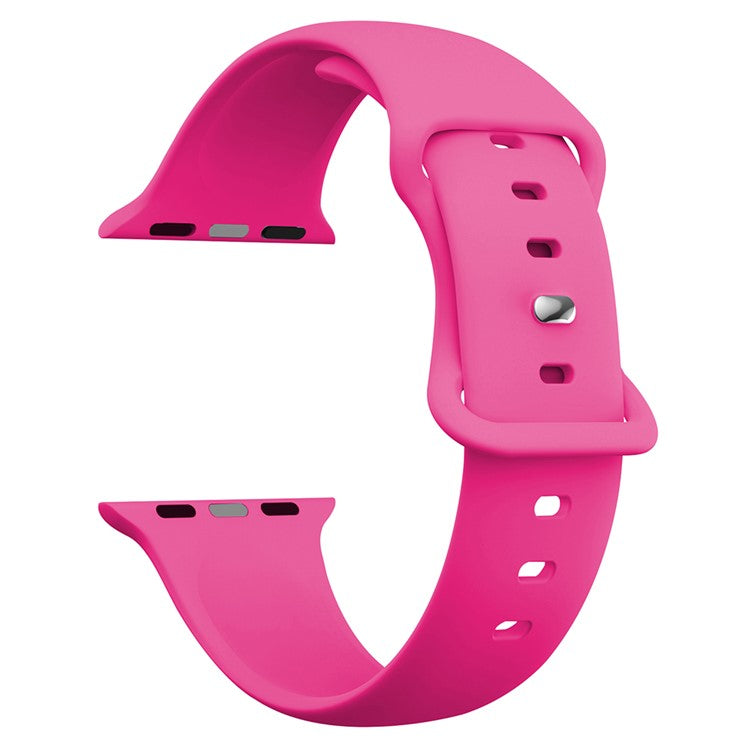 For Apple Watch Series 10 42mm / 9 8 7 41mm / SE (2023) SE (2022) SE 6 5 4 40mm / 3 2 1 38mm Watch Strap 8-Shaped Buckle Silicone Band - Rose