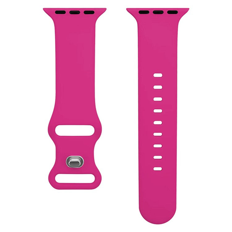 For Apple Watch Series 10 42mm / 9 8 7 41mm / SE (2023) SE (2022) SE 6 5 4 40mm / 3 2 1 38mm Watch Strap 8-Shaped Buckle Silicone Band - Rose