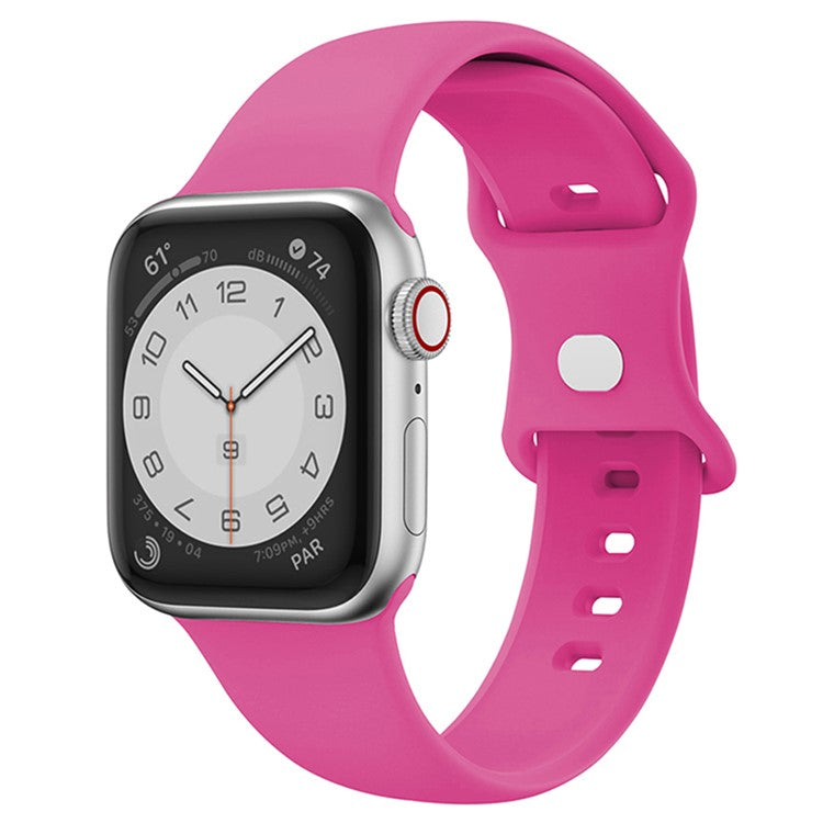 For Apple Watch Series 10 42mm / 9 8 7 41mm / SE (2023) SE (2022) SE 6 5 4 40mm / 3 2 1 38mm Watch Strap 8-Shaped Buckle Silicone Band - Rose