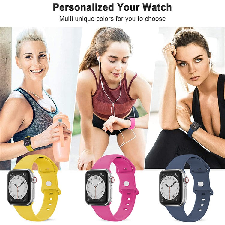 For Apple Watch Series 10 42mm / 9 8 7 41mm / SE (2023) SE (2022) SE 6 5 4 40mm / 3 2 1 38mm Watch Strap 8-Shaped Buckle Silicone Band - Rose