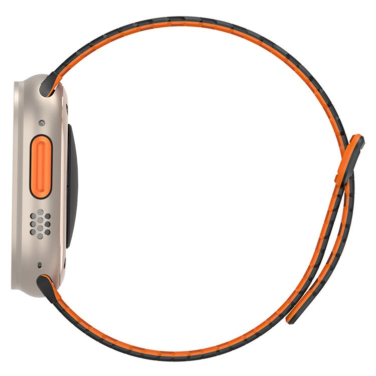 DUX DUCIS For Apple Watch 10 46mm / Ultra 2 / Ultra 49mm / 9 8 7 45mm / SE (2023) SE (2022) SE 6 5 4 44mm / 3 2 1 42mm Magnetic Silicone Band - Black+Orange