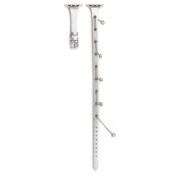 For Apple Watch 10 46mm / Ultra 2 / Ultra 49mm / 9 8 7 45mm / SE (2023) SE (2022) SE 6 5 4 44mm / 3 2 1 42mm Star Rhinestone Chain Strap - Silver