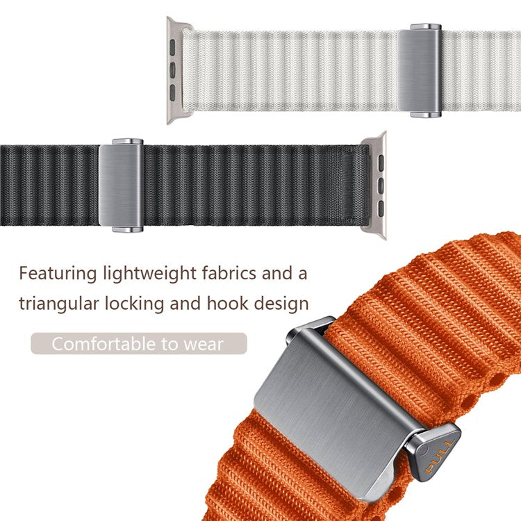 For Apple Watch Series 10 42mm / 9 8 7 41mm / SE (2023) SE (2022) SE 6 5 4 40mm / 3 2 1 38mm Wavy Texture Nylon Strap - Orange