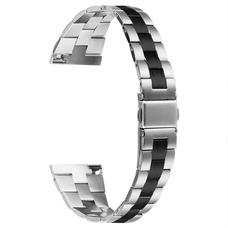 For TicWatch GTX Smartwatch Strap Three-Bead Stainless Steel Wrist Band - Silver+Black