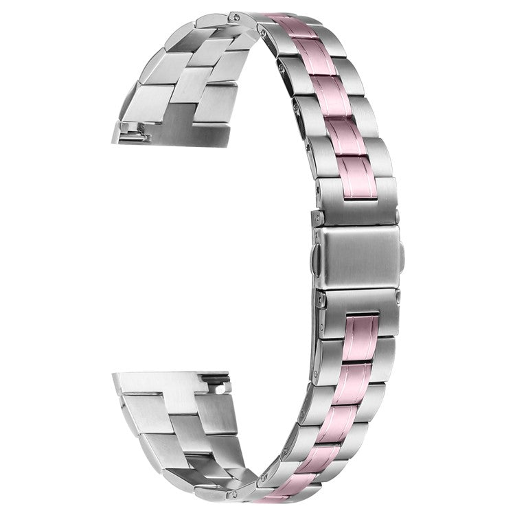 For TicWatch Pro 2020 Three-Bead Stainless Steel Band Smartwatch Wrist Strap - Silver+Rose Pink