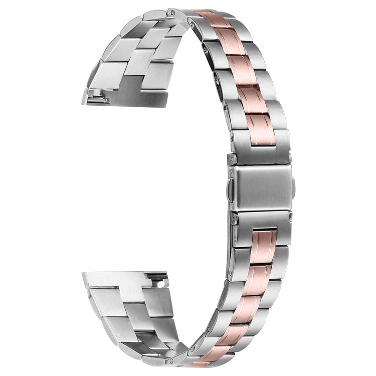 For Huami Amazfit Pace Watch Band Three-Beads Stainless Steel Wrist Strap - Silver+Pink Gold