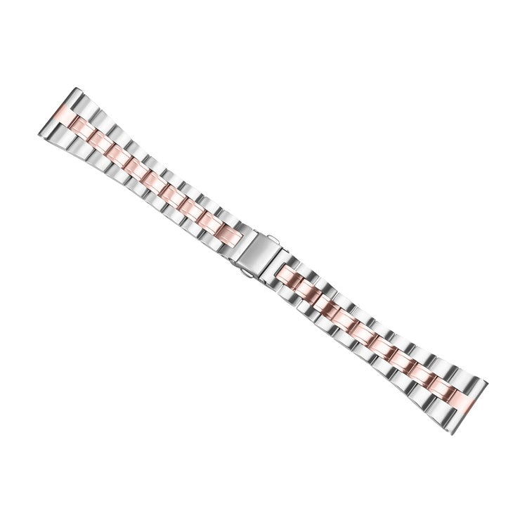 For Huami Amazfit Pace Watch Band Three-Beads Stainless Steel Wrist Strap - Silver+Pink Gold