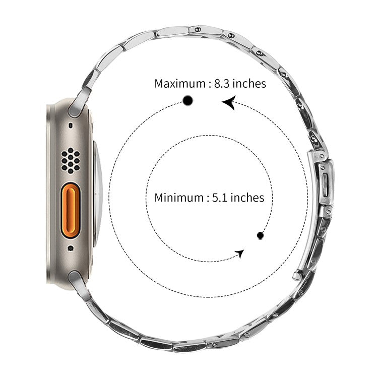 For Apple Watch 10 46mm / Ultra 2 / Ultra 49mm / 9 8 7 45mm / SE (2023) SE (2022) SE 6 5 4 44mm / 3 2 1 42mm Stainless Steel Band - Silver+Pink Gold