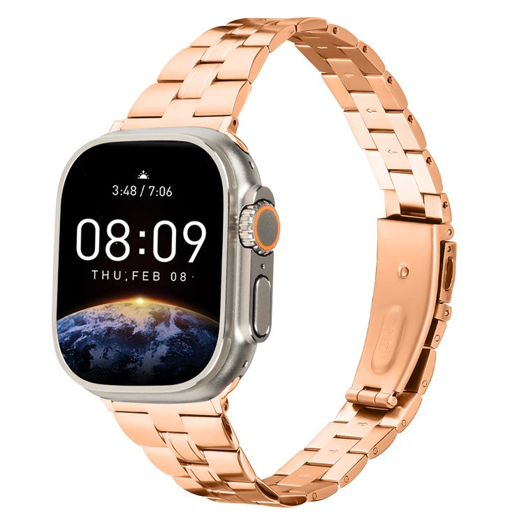 For Apple Watch Series 10 42mm / 9 8 7 41mm / SE (2023) SE (2022) SE 6 5 4 40mm / 3 2 1 38mm Watch Band Stainless Steel - Rose Gold