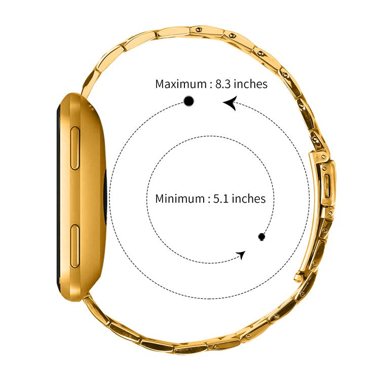 For Fitbit Versa Lite / Versa 2 / Versa Watch Strap Stainless Steel Three-Beads Wrist Band - Gold