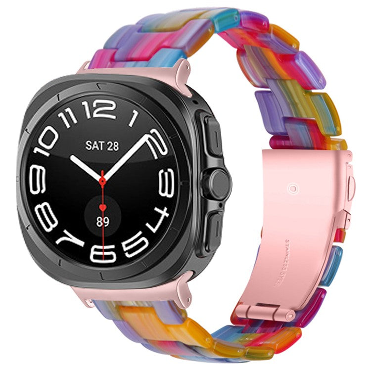 For Samsung Galaxy Watch Ultra 47mm Waterproof Resin Acrylic Watch Strap Buckle Design Wrist Band - Style D