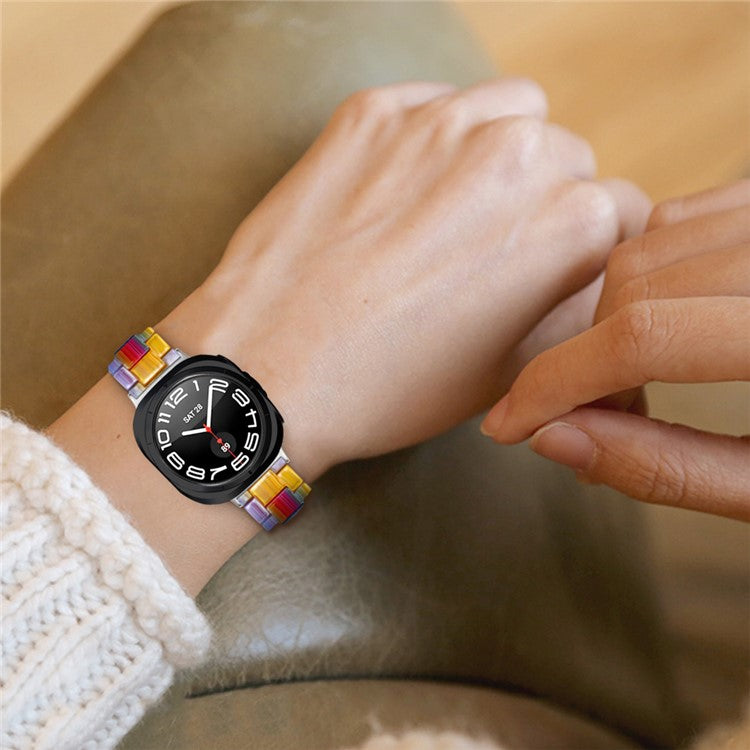 For Samsung Galaxy Watch Ultra 47mm Waterproof Resin Acrylic Watch Strap Buckle Design Wrist Band - Style D