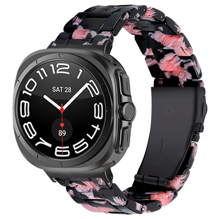 For Samsung Galaxy Watch Ultra 47mm Waterproof Resin Acrylic Watch Strap Buckle Design Wrist Band - Style N