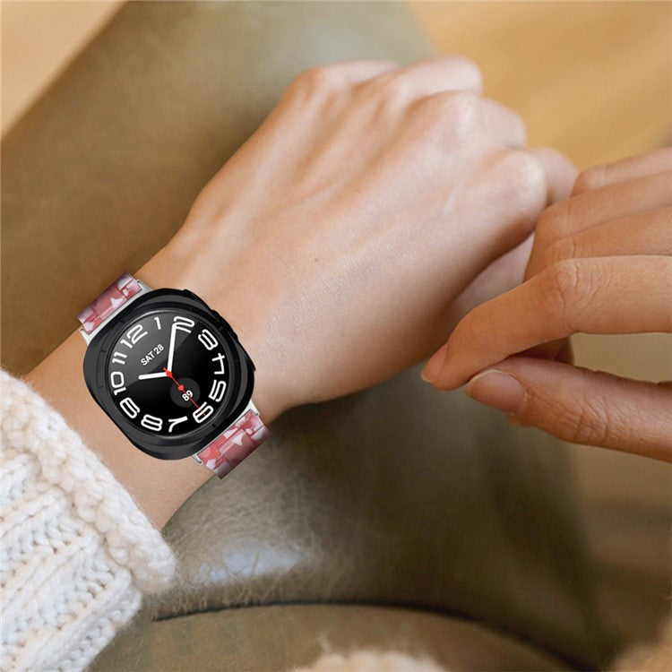 For Samsung Galaxy Watch Ultra 47mm Waterproof Resin Acrylic Watch Strap Buckle Design Wrist Band - Style Q
