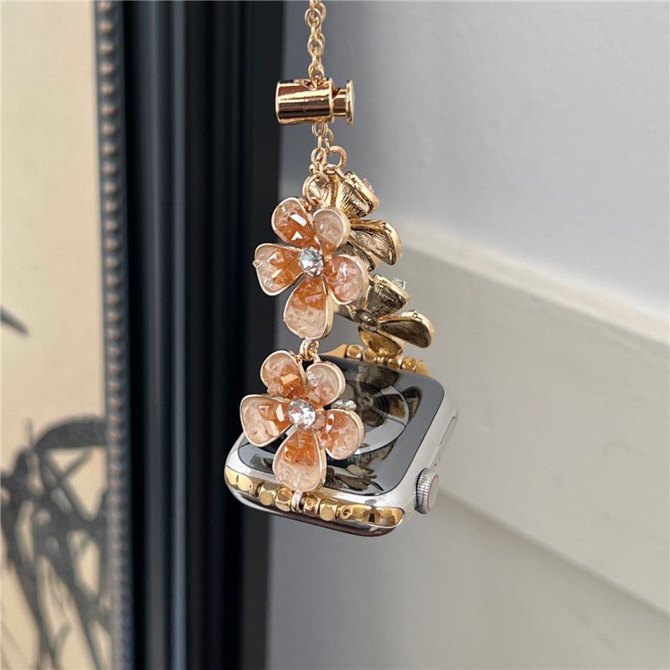 For Apple Watch Series 10 42mm / 9 8 7 41mm / SE (2023) SE (2022) SE 6 5 4 40mm / 3 2 1 38mm Flower Chain Strap Zinc Alloy Band - Orange