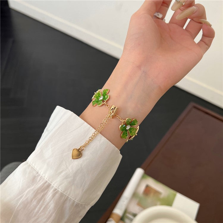 For Apple Watch Series 10 42mm / 9 8 7 41mm / SE (2023) SE (2022) SE 6 5 4 40mm / 3 2 1 38mm Flower Chain Strap Zinc Alloy Band - Green