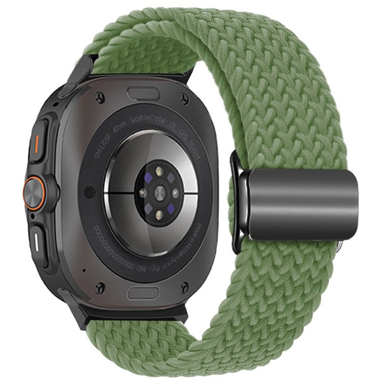 For Samsung Galaxy Watch Ultra 47mm Braided Watch Band Magnetic Wrist Strap - Cactus+Black Buckle