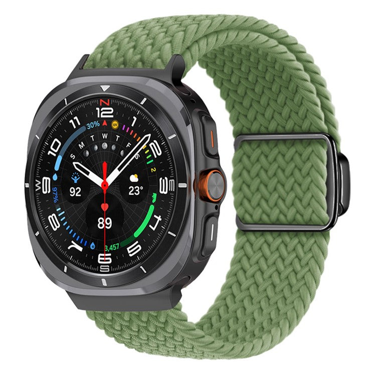 For Samsung Galaxy Watch Ultra 47mm Braided Watch Band Magnetic Wrist Strap - Cactus+Black Buckle