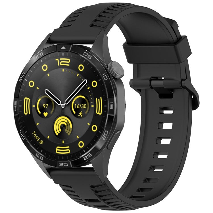 For Huawei Watch 4 / 4 Pro / GT 4 46mm Silicone Watch Strap 22mm Tire Texture Wrist Band - Black