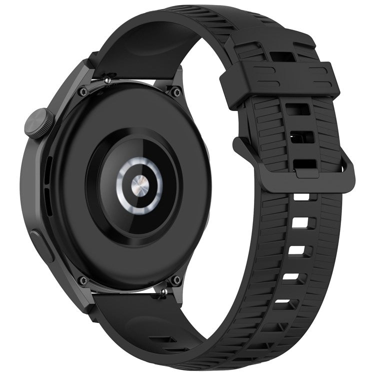 For Huawei Watch GT 3 42mm / GT 3 Pro 43mm Silicone Watch Strap 20mm Tire Texture Wrist Band - Black