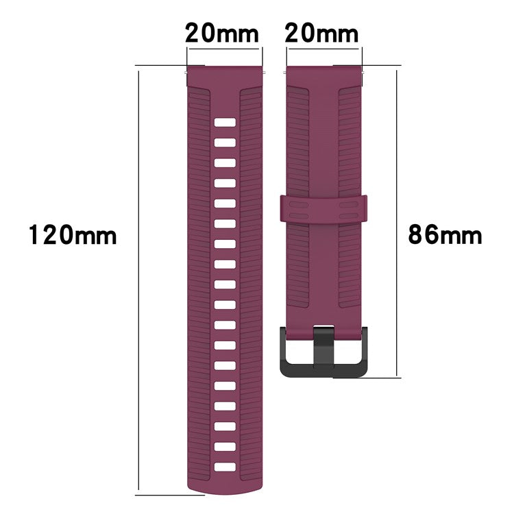 For Huawei Watch GT 3 42mm / GT 3 Pro 43mm Silicone Watch Strap 20mm Tire Texture Wrist Band - Black