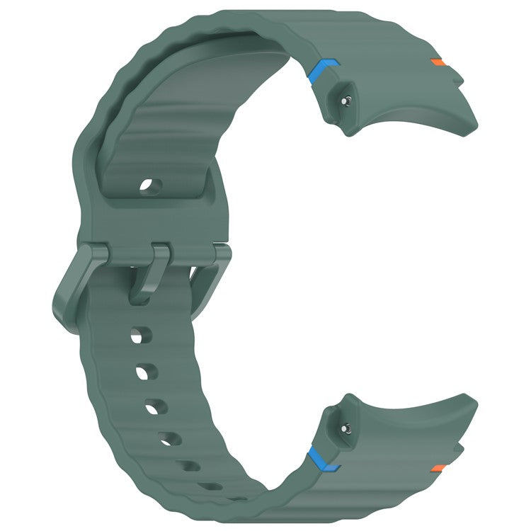 For Samsung Galaxy Watch FE / Watch7 40mm 44mm Silicone Wave Texture Watch Band Replacement Straps - Olive Green