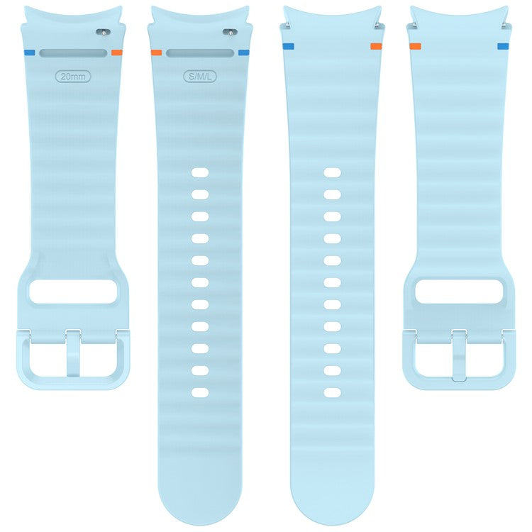 For Samsung Galaxy Watch FE / Watch7 40mm 44mm Silicone Wave Texture Watch Band Replacement Straps - Olive Green