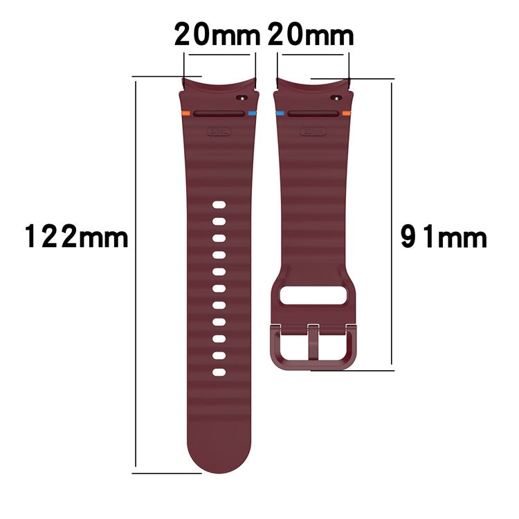 For Samsung Galaxy Watch FE / Watch7 40mm 44mm Silicone Wave Texture Watch Band Replacement Straps - Olive Green