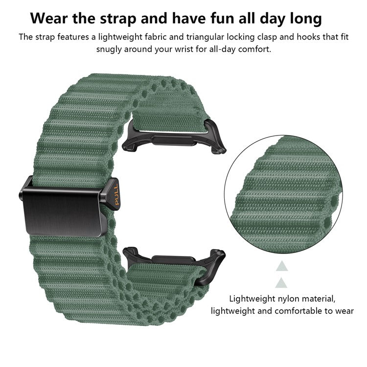 KALEBOL For Samsung Galaxy Watch Ultra 47mm Watch Band Adjustable Nylon Wrist Strap - Starlight
