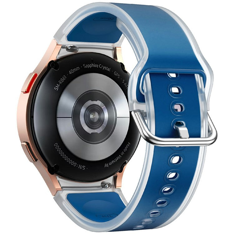 KALEBOL For Samsung Galaxy Watch7 44mm 40mm / Watch FE 40mm Silicone Watch Band Glacier Translucent Strap - Translucent Slate Blue