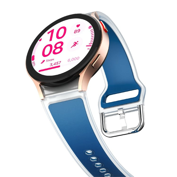 KALEBOL For Samsung Galaxy Watch7 44mm 40mm / Watch FE 40mm Silicone Watch Band Glacier Translucent Strap - Translucent Slate Blue