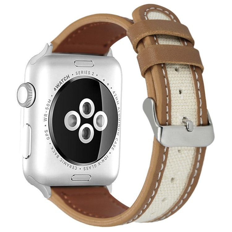 KALEBOL For Apple Watch 10 46mm / Ultra 2 / Ultra 49mm / 9 8 7 45mm / SE (2023) SE (2022) SE 6 5 4 44mm / 3 2 1 42mm Dual Color Watch Band - Light Brown+White