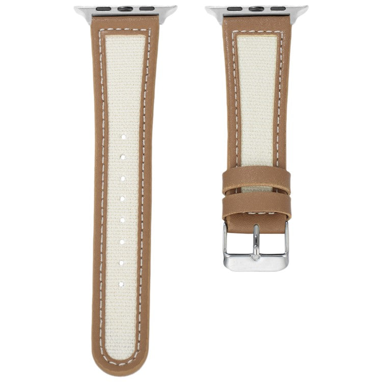 KALEBOL For Apple Watch 10 46mm / Ultra 2 / Ultra 49mm / 9 8 7 45mm / SE (2023) SE (2022) SE 6 5 4 44mm / 3 2 1 42mm Dual Color Watch Band - Light Brown+White