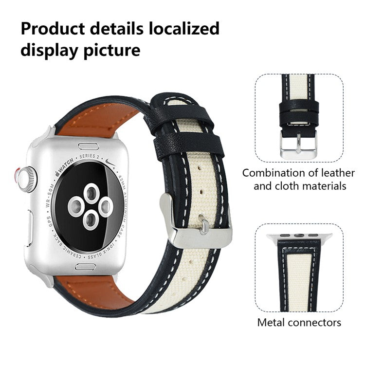KALEBOL For Apple Watch 10 46mm / Ultra 2 / Ultra 49mm / 9 8 7 45mm / SE (2023) SE (2022) SE 6 5 4 44mm / 3 2 1 42mm Dual Color Watch Band - Light Brown+White