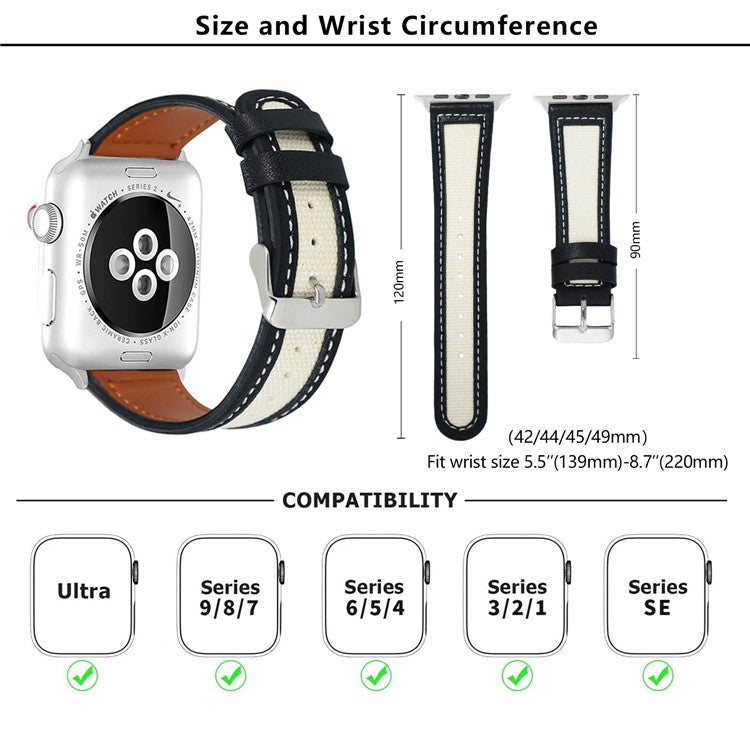 KALEBOL For Apple Watch 10 46mm / Ultra 2 / Ultra 49mm / 9 8 7 45mm / SE (2023) SE (2022) SE 6 5 4 44mm / 3 2 1 42mm Dual Color Watch Band - Light Brown+White