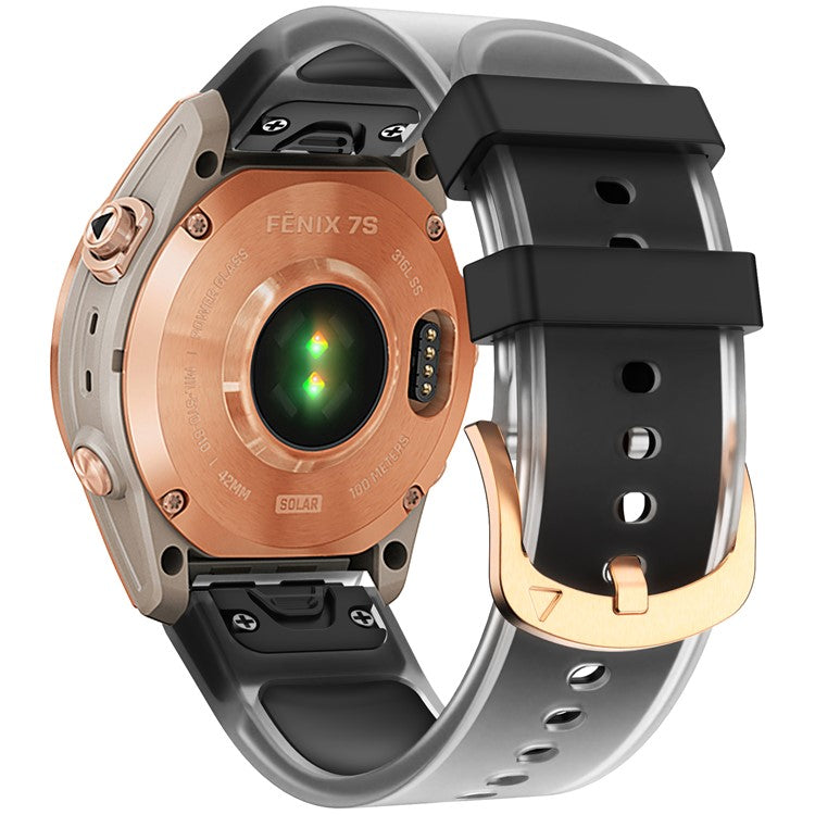 KALEBOL For Garmin Fenix 7S / 7S Pro / 6S / 6S Pro Quickfit 20mm Silicone Band Glacier Translucent Watch Strap - Black