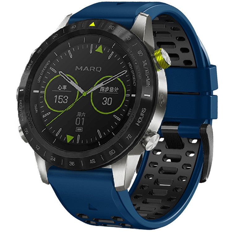 KALEBOL For Garmin Fenix 7 / 7 Pro / 6 / 6 Pro Watch Strap QuickFit 22mm Dual Color Silicone Band - Sapphire+Black