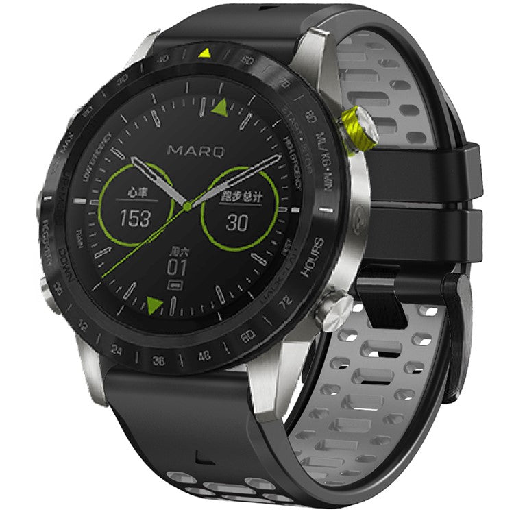 KALEBOL For Garmin Fenix 7 / 7 Pro / 6 / 6 Pro Watch Strap QuickFit 22mm Dual Color Silicone Band - Black+Grey