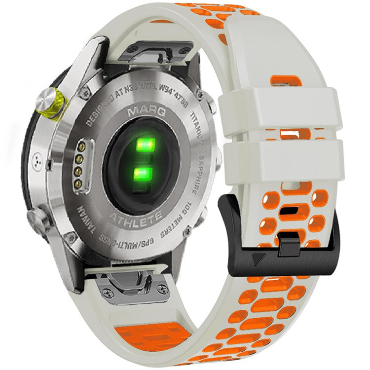 KALEBOL For Garmin Fenix 7X / 7X Pro / 6X / 6X Pro Watch Strap Quickfit 26mm Dual Color Silicone Band - Mist Grey+Orange
