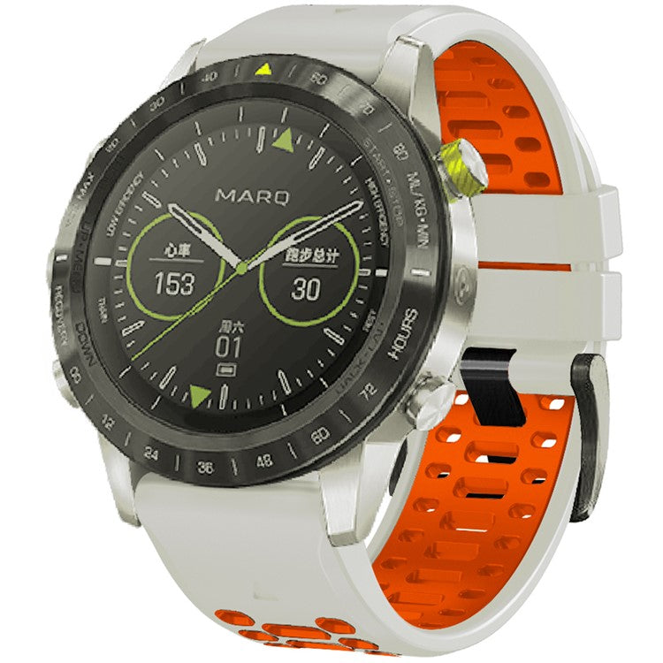 KALEBOL For Garmin Fenix 7X / 7X Pro / 6X / 6X Pro Watch Strap Quickfit 26mm Dual Color Silicone Band - Mist Grey+Orange