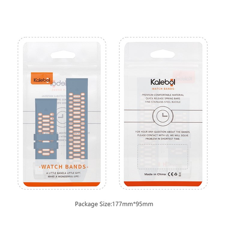 KALEBOL For Garmin Fenix 7X / 7X Pro / 6X / 6X Pro Watch Strap Quickfit 26mm Dual Color Silicone Band - Mist Grey+Orange