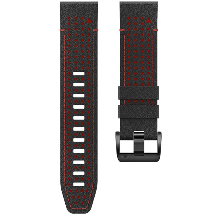 KALEBOL For Garmin Fenix 7 / 7 Pro / 6 / 6 Pro QuickFit 22mm Silicone Watch Band Dual Color Dot Holes Design - Black+Red
