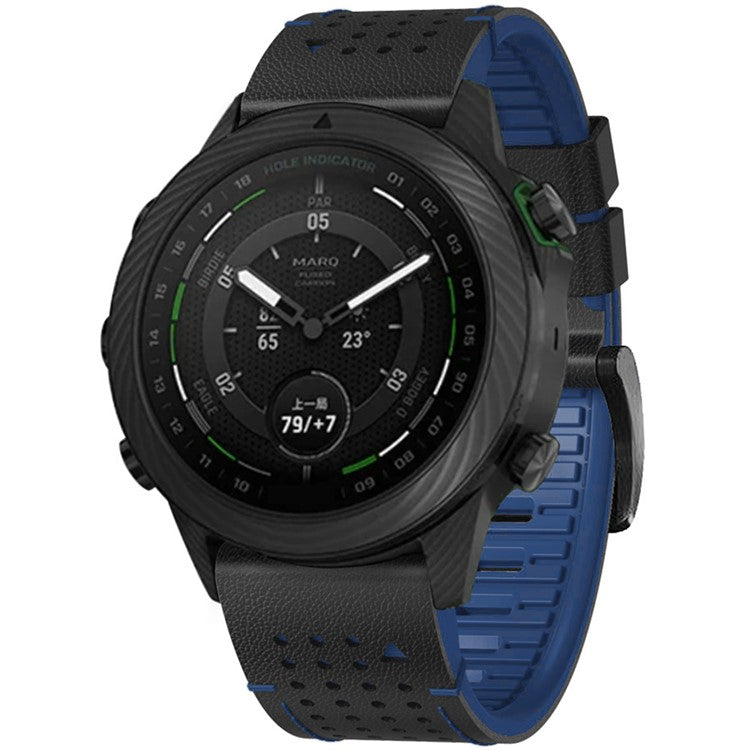 KALEBOL For Garmin Fenix 7X / 7X Pro / 6X / 6X Pro QuickFit 26mm Silicone Watch Band Dual Color Dot Holes Design - Black+Blue