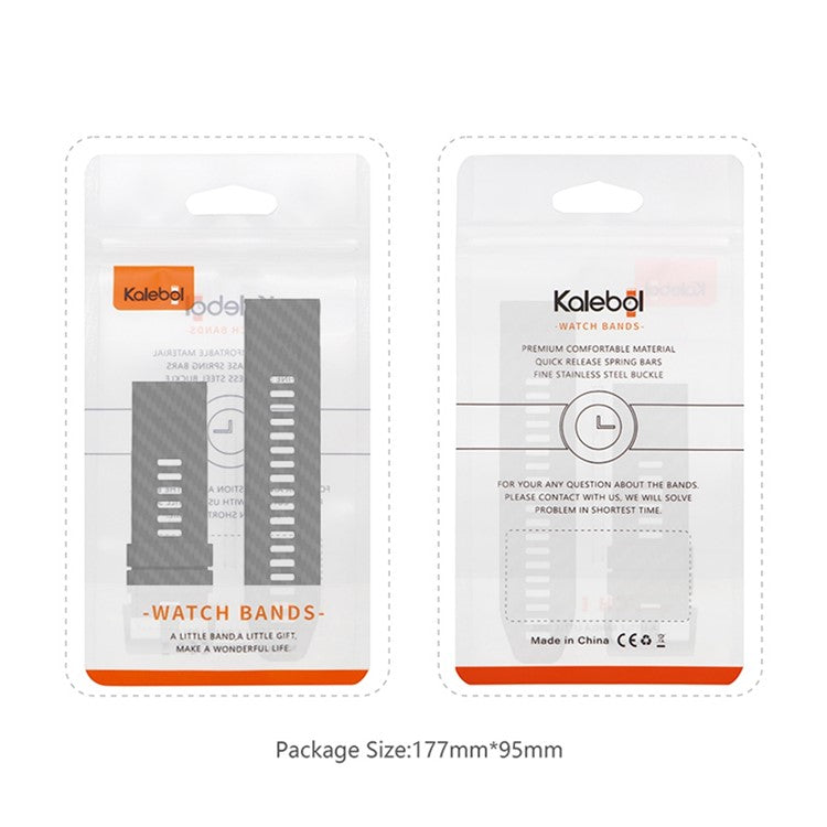 KALEBOL For Garmin Fenix 7X / 7X Pro / 6X / 6X Pro Silicone Watch Band QuickFit 26mm Carbon Fiber Texture Strap - Black+Grey