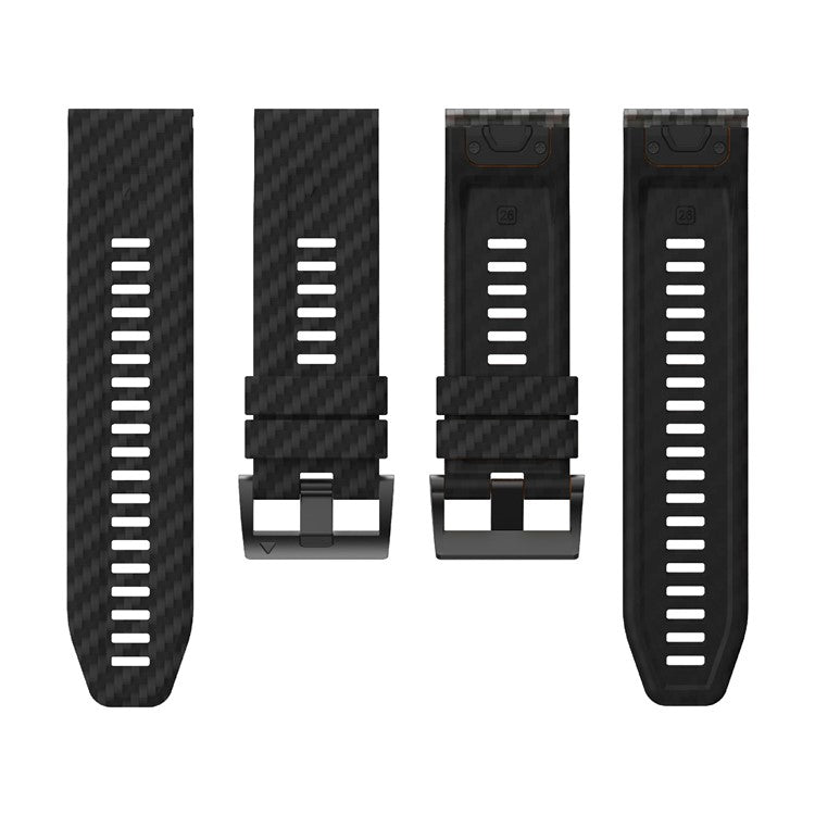 KALEBOL For Garmin Fenix 7 / 7 Pro / 6 / 6 Pro Silicone Watch Band QuickFit 22mm Carbon Fiber Texture Strap - Black